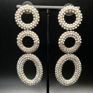 Winter White & Rhinestone Front Loop Earrings